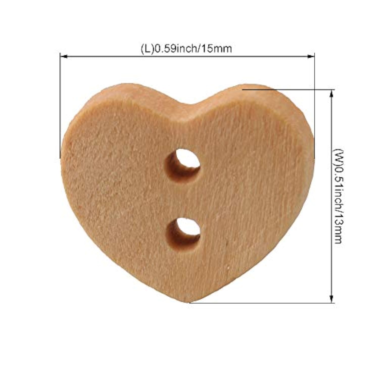 100Pcs Wooden Buttons Heart-Shaped Natural Wooden Button For Sewing Cr