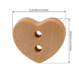 100Pcs Wooden Buttons Heart-Shaped Natural Wooden Button For Sewing Cr