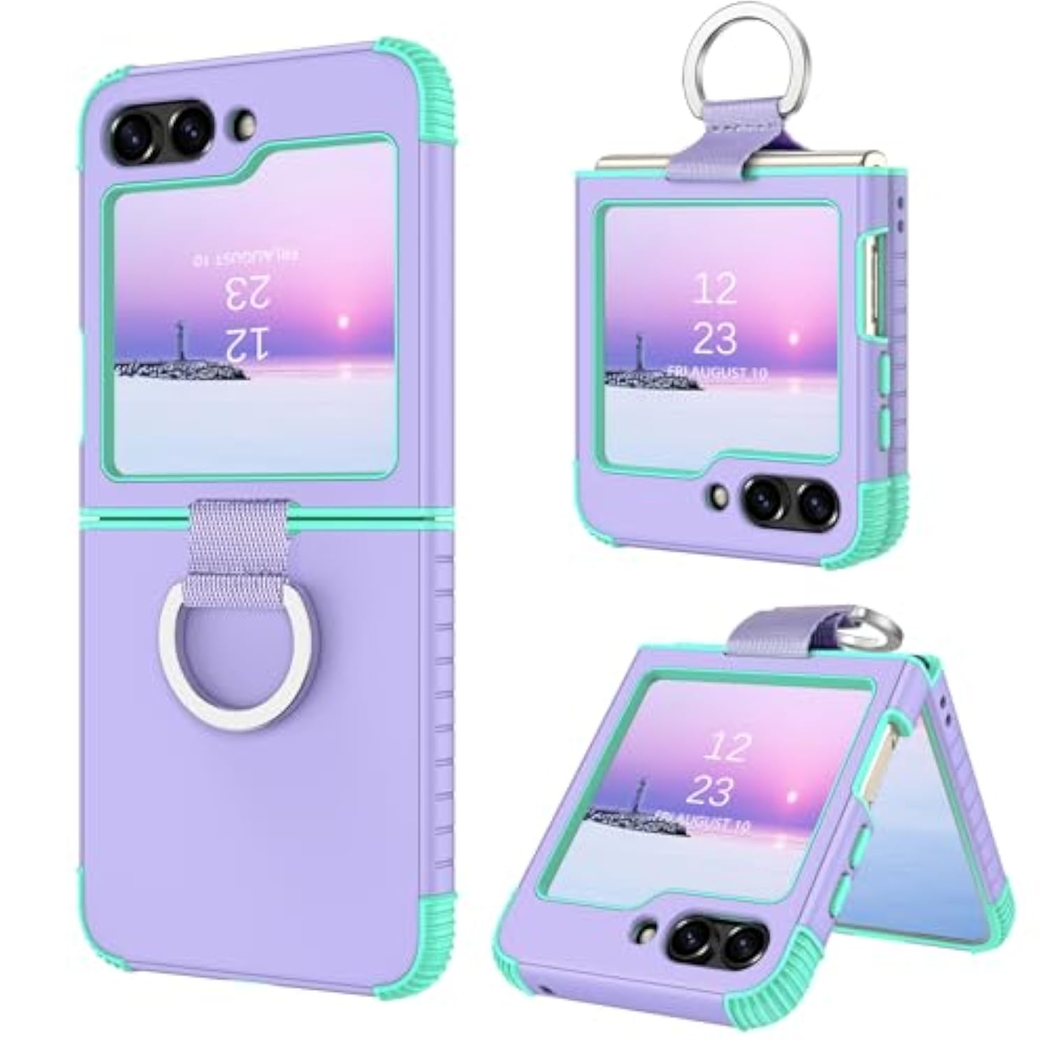 Samsung Galaxy Z Flip 6 Rugged 2-in-1 Shockproof Case with Ring Purple