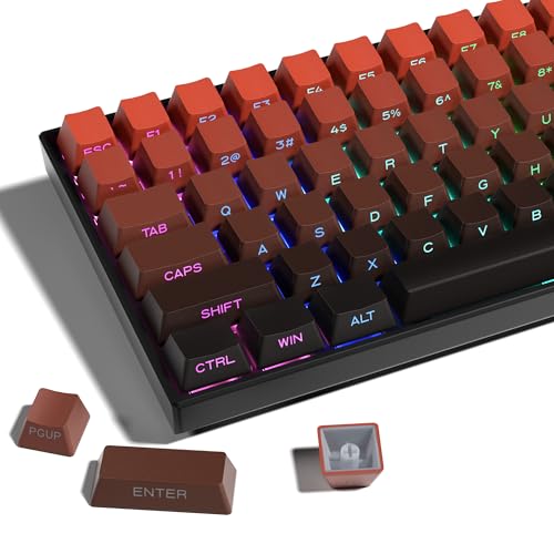 Xvx Side Print Gradient Red Keycaps, Double Shot Pbt Keycaps 60 65 75 100 Percent, Shine Through Custom Key Caps Set 136 Keys, Oem Profile For Cherry Gateron Mx Switches