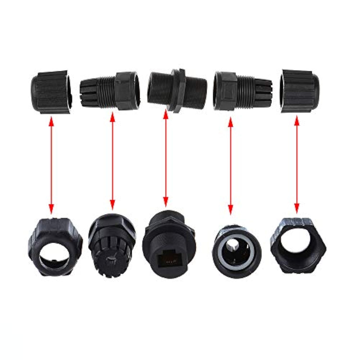 10Pcs M20 Rj45 Waterproof Connector Ip67 Cat5/5E 8P8C Ethernet Lan Cable Conne