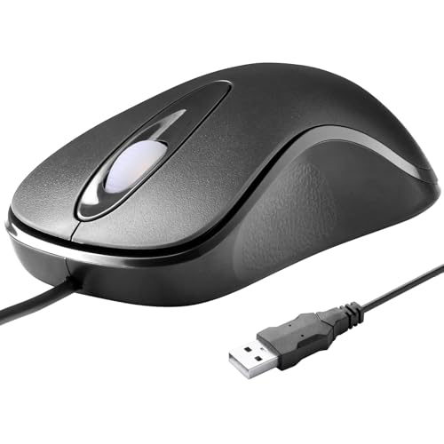 Classic Wired Office Mouse Ergonomic Usb Optical 3-Button 1000 Dpi Comfortable Durable For Windows Mac Laptop Desktop Black (1)