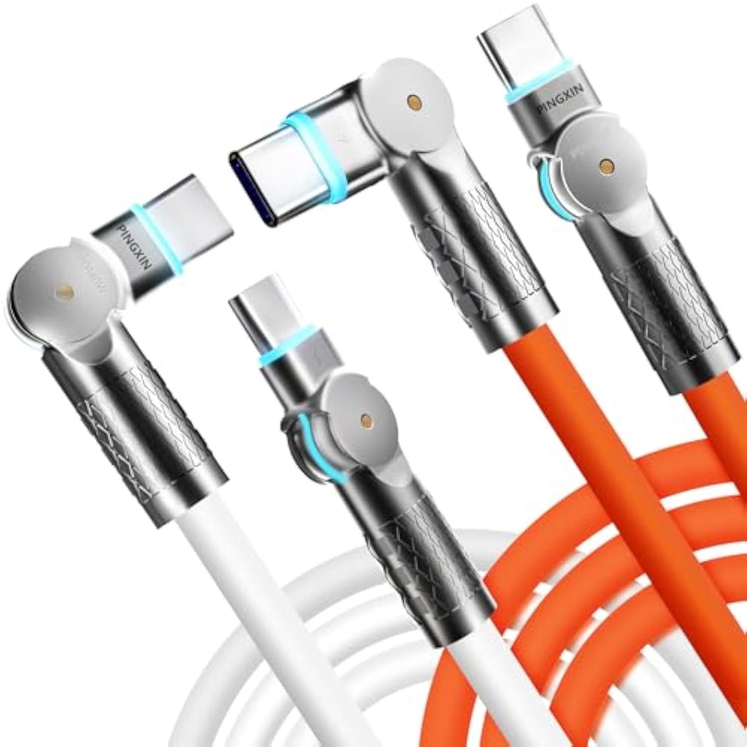 140W Usb C To Usb C Charger Cable [2-Pack 6.6Ft], Type C Fast Charging Cable Compatible With Macbook Pro, Ipad Pro Air, Iphone 16/16 Plus/16 Pro Max, Galaxy S23+/S23 Ultra, Orange+White…