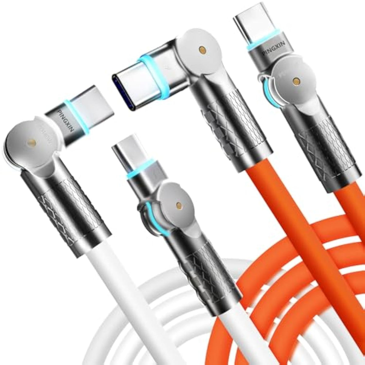 140W Usb C To Usb C Charger Cable [2-Pack 6.6Ft], Type C Fast Charging Cable Compatible With Macbook Pro, Ipad Pro Air, Iphone 16/16 Plus/16 Pro Max, Galaxy S23+/S23 Ultra, Orange+White…