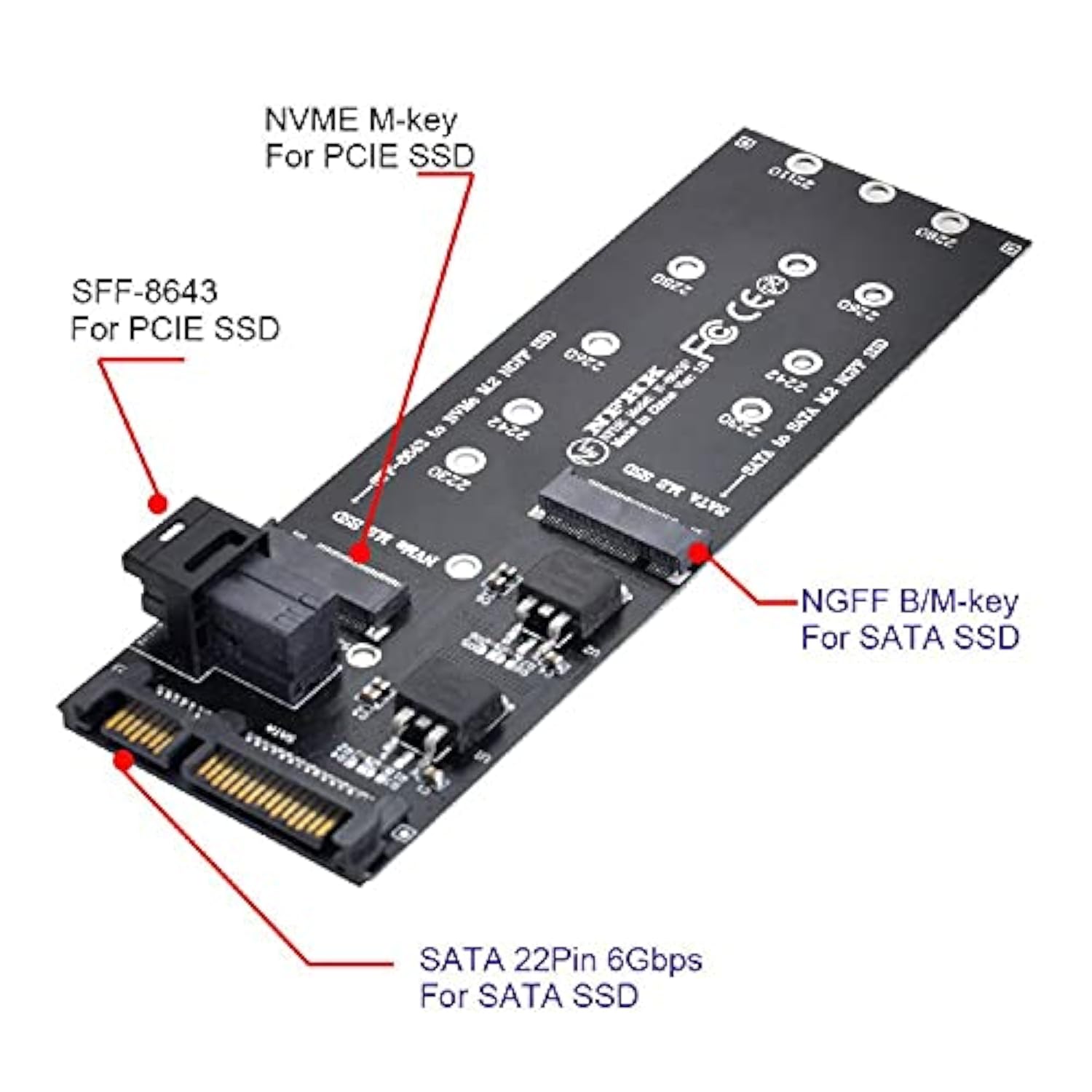 Cablecc SFF-8643 to U2 Kit NGFF M-Key to HD Mini SAS NVME PCIe SSD SATA Adapte