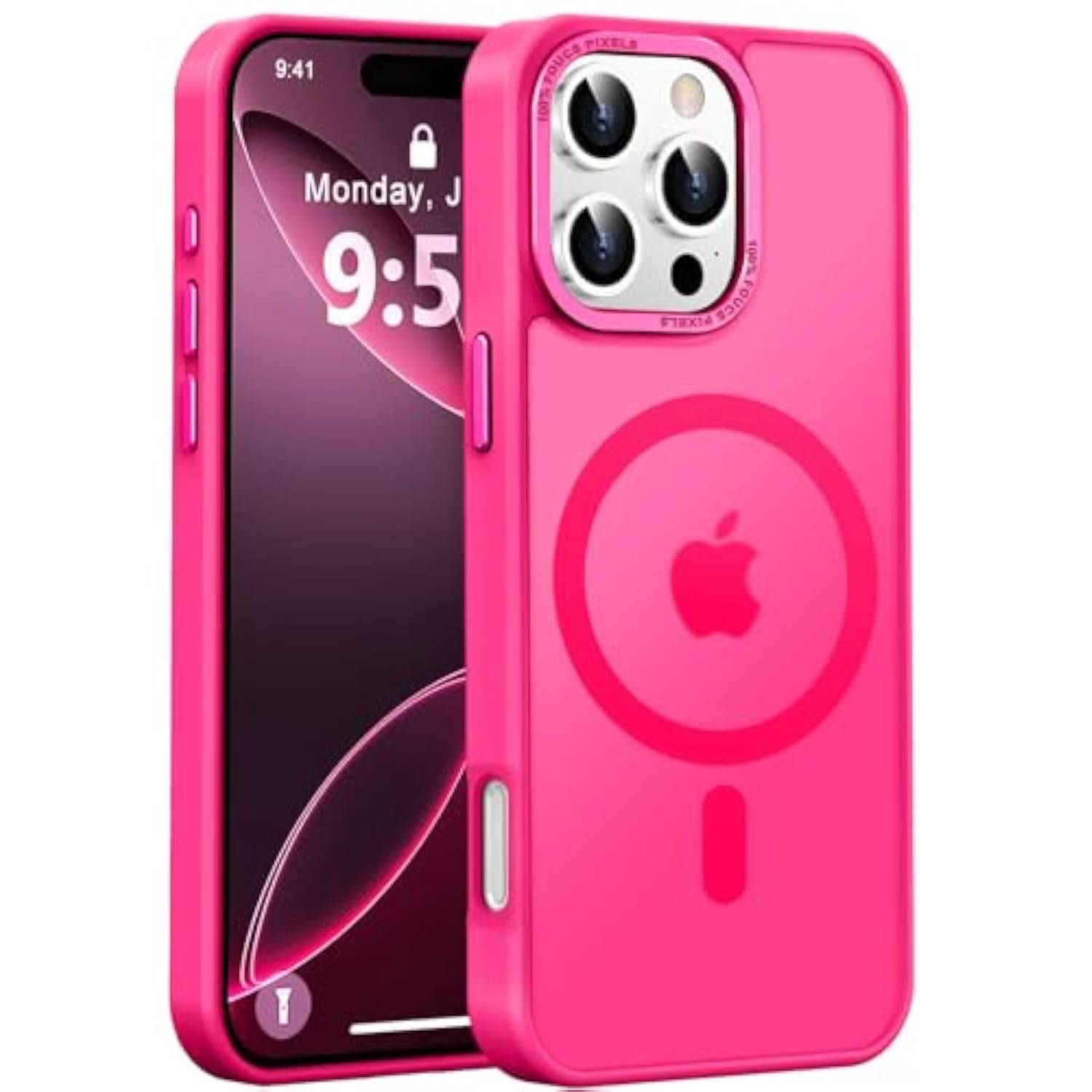 Designed For Iphone 16 Pro Max Case With Magnetic [13 Ft Drop Protection] [Compatible With Magsafe] Slim Translucent Matte Shockproof With Anti-Fingerprint Phone Case, Hot Pink