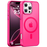 Designed For Iphone 16 Pro Max Case With Magnetic [13 Ft Drop Protection] [Compatible With Magsafe] Slim Translucent Matte Shockproof With Anti-Fingerprint Phone Case, Hot Pink