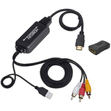 HDMI to RCA Cable, HDMI to RCA Converter Adapter Cable, 1080P HDMI to AV 3RCA CVBs Composite Video Audio Supports for Fire Stick, Roku, Chromecast,