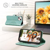 Premium PU Leather Wallet Case for iPhone 13 Mini, RFID Blocking Protective Flip Cover with Card Slot and Cash Pocket, Green