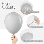 120Pcs Gray Balloons, 18 12 10 5 Inch Grey Balloons Different Sizes Gray Balloon Arch Kit For Birthday Baby Shower Wedding Anniversary Party Decorations