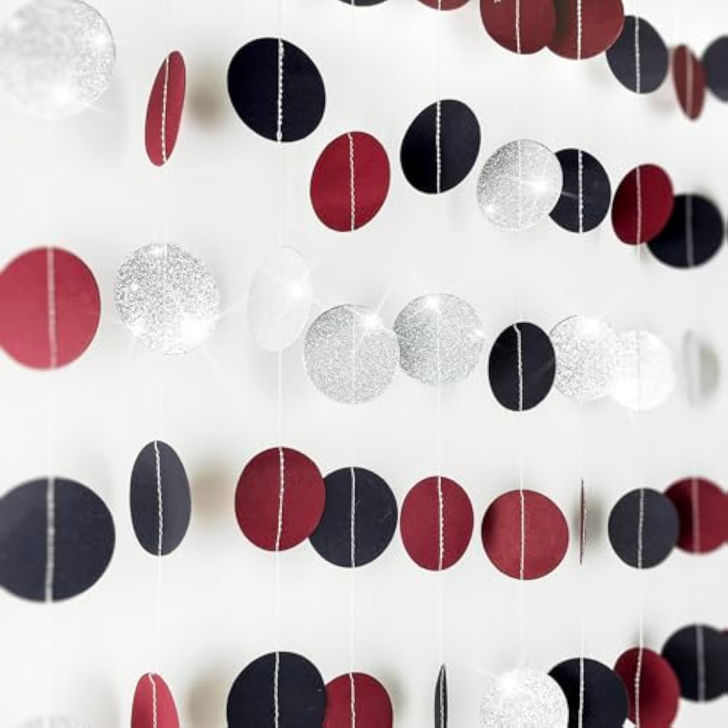 Graduation Decorations Maroon Black 2025/Maroon Burgundy Birthday Party Decorations Bridal Shower Wedding/Burgundy Black Graduation Party/Burgundy Circle Paper Garlands 2Pcs