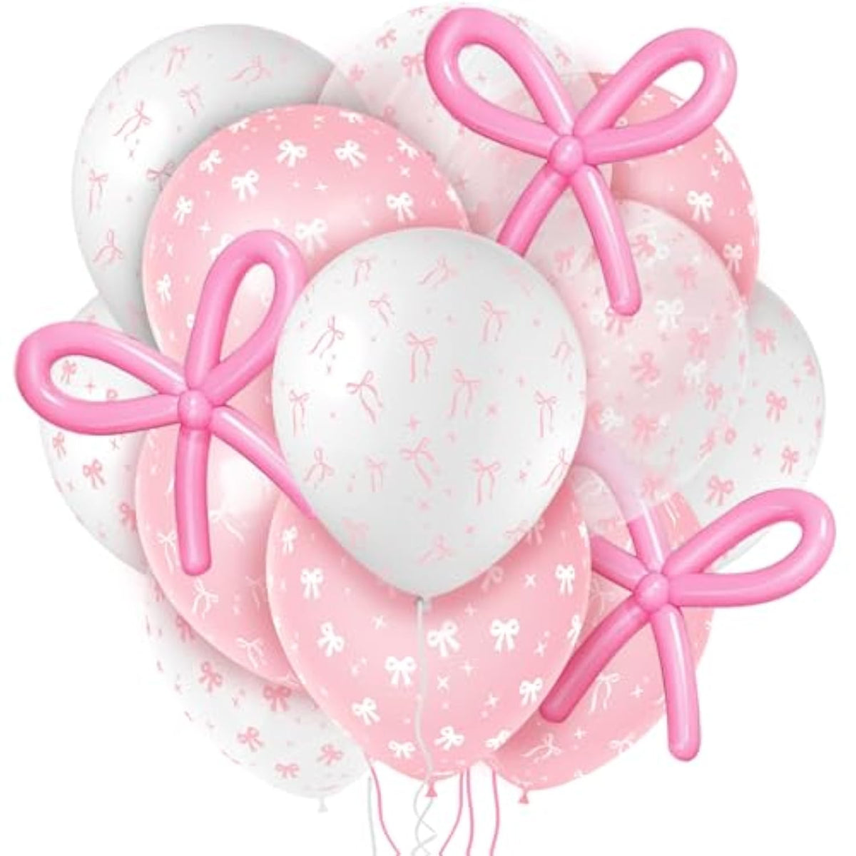 32 Pcs Pink Bow Balloons - Coquette Bows Party Decorations For Girls Birthday, Bachelorette, Bridal Engagement, Baby Shower