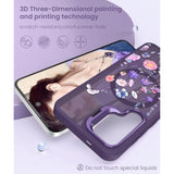 Floral Magnetic Phone Case for Samsung Galaxy S24/S25 with Built-in Lens Stand and 2X Screen Protector