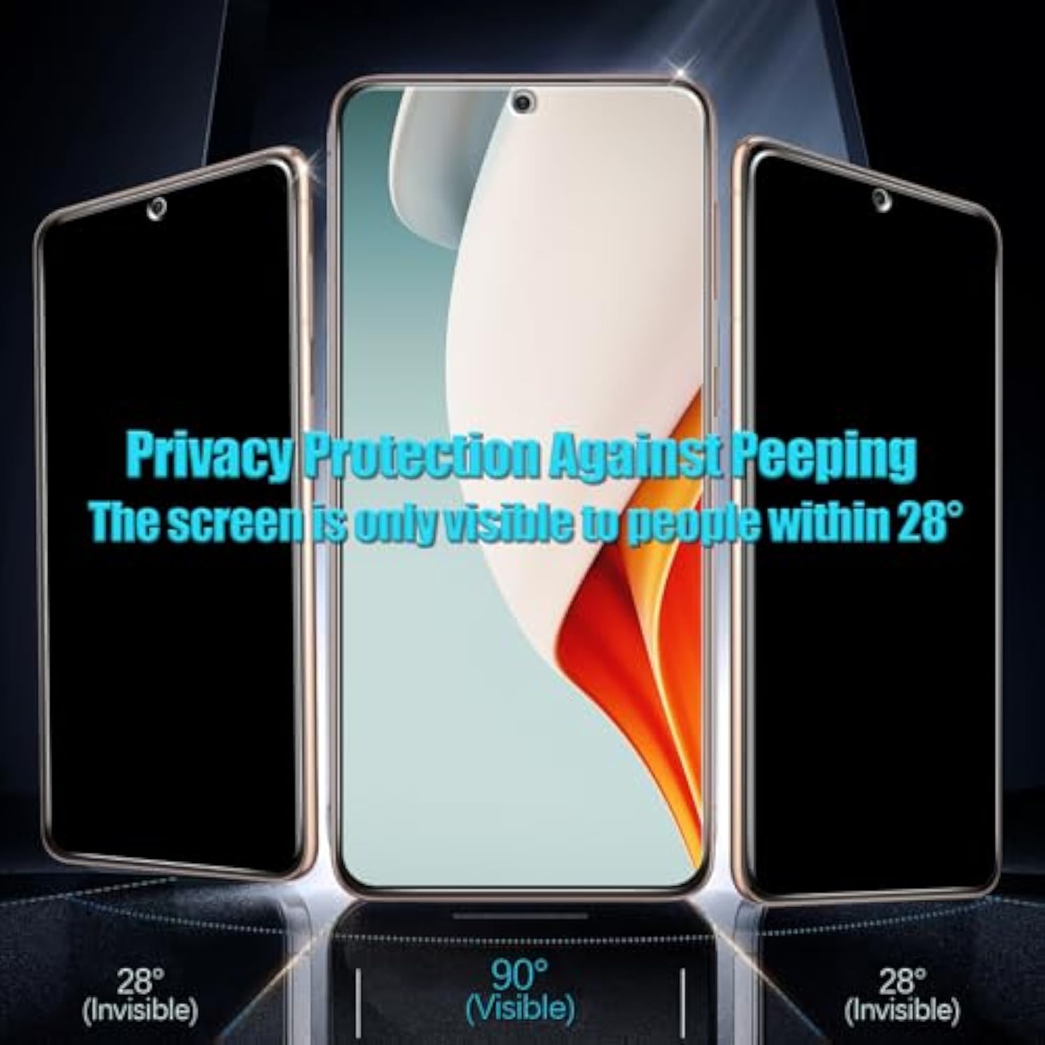 [3 Pack Privacy Screen Protector For Samsung Galaxy S21 Tempered Glass Film, Anti-Spy, Case Friendly, 9H Hardness, Black