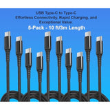 [5-Pack Usb Type-C To C Cables [10Ft, 3.0A Fast Charge] - Usb Type C To Type C