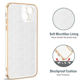 For Iphone 14 Plus Case With Ring Stand [360° Rotatable Ring Holder Magnetic Kickstand] [Support Car Mount] Plated Gold Edge Soft Tpu Luxury Shockproof Protective Phone Case Cover, White