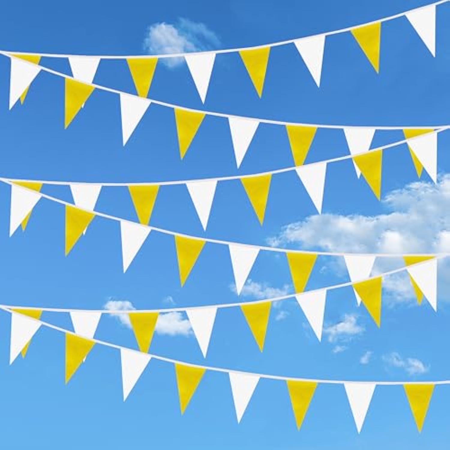50 Feet White Yellow Pennant Banner Flags String, 30 Pcs Bunting Flag For Birthday, Party, Shops, Outdoor And Indoor Decorations, Festival Celebration, 1 Pack (1)