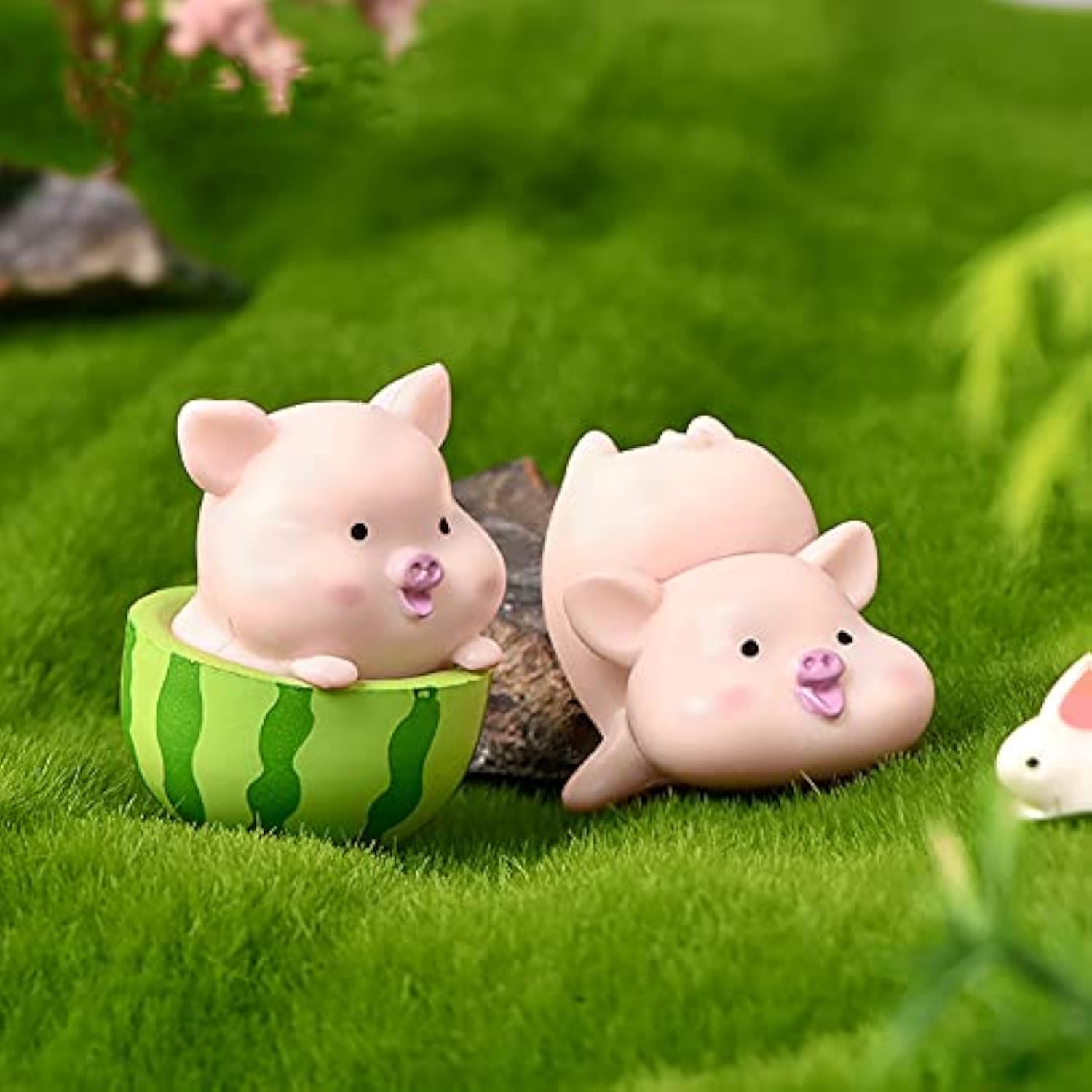13Pcs Pig Figure Animal Toys Set, Pink Pig Cake Toppers Fairy Garden Miniature Piggy Figurines Collection Playset For Christmas Birthday Gift Desk Decoration(Random Styles)