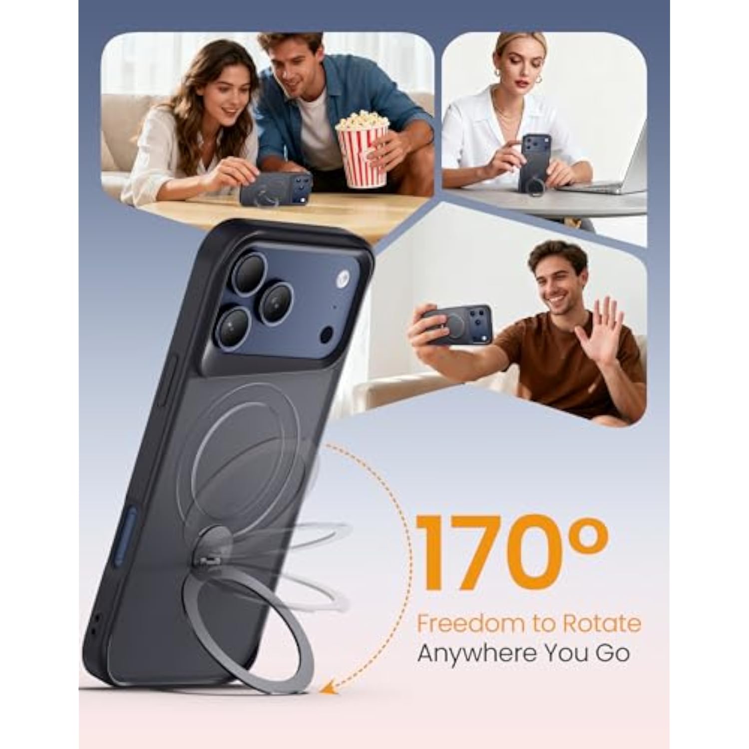 360° Magnetic Stand for iPhone 17 Pro Case, Black