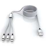 Multi 3 In 1 Usb Long Iphone Charging Cable, 1.8M/5.9Ft Nylon Braided Universal Phone Charger Cord Usb C/Micro Usb/Lightning Connector Adapter For Android/Apple/Samsung/Lg/Pixel/Huawei/Xiaomi(Gray)
