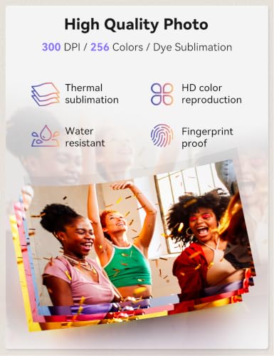 4X6 Photo Printer, Cp4100 Instant Photo Printer For Iphone & Android With 108 Sheets & 2 Cartridges, Wireless Portable Picture Printer, 300Dpi Thermal Dye Sublimation, Beige