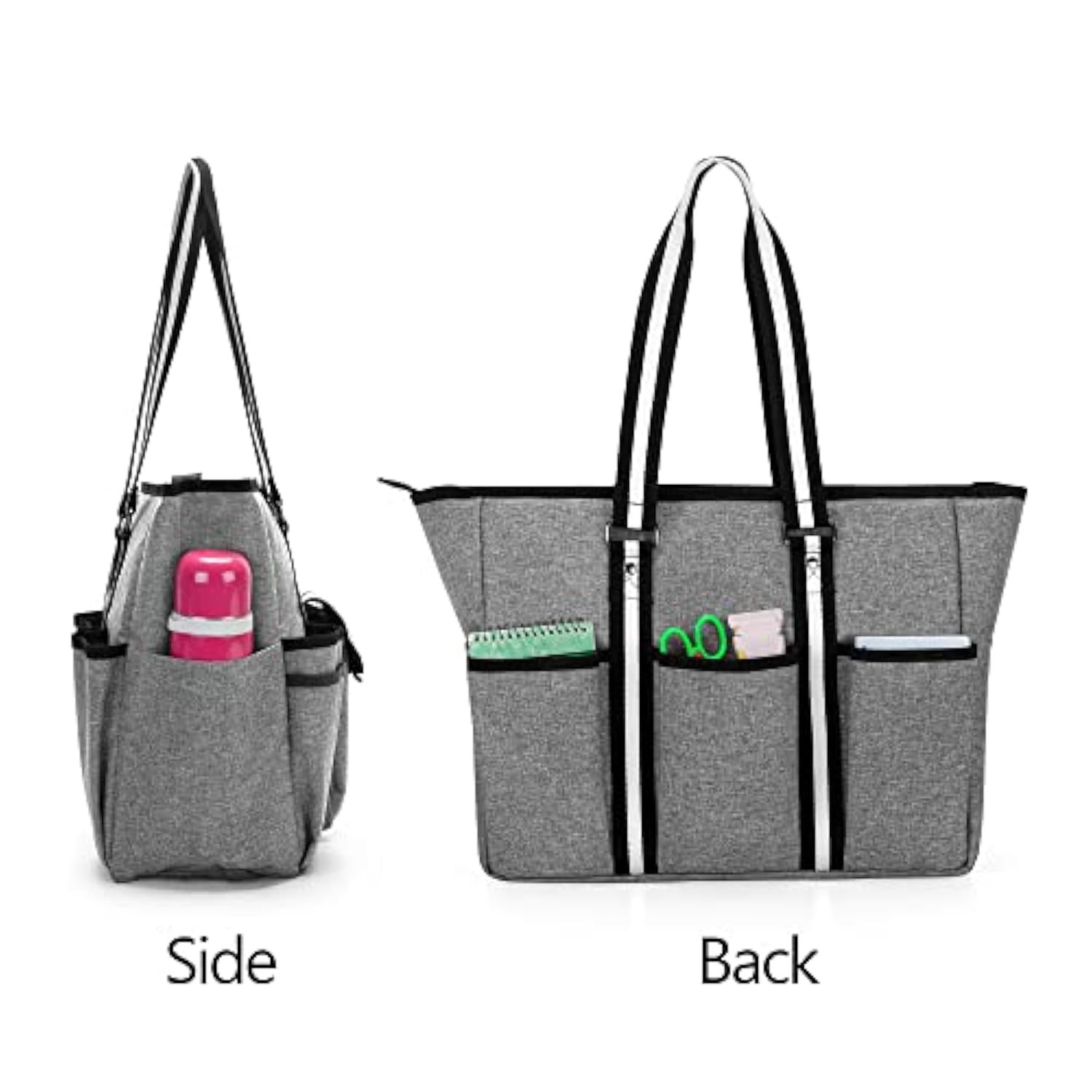 Teacher Bags And Totes For Women, Large Work Utility Bag With Laptop Sleeve For Office, Gray (Bag Only, Patented Design)