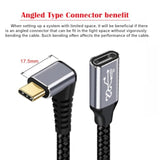 xiwai Down & Up Angled USB-C USB 3.1 Type C Male to Female Extension Data Cable 10Gbps 100W with Sleeve for Laptop 0.5m