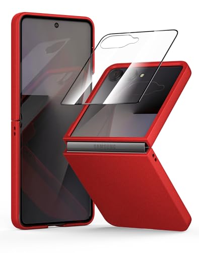 Slim Fit Galaxy Z Flip 7 Case, [Built-in Screen Protector] [Frosted Feel] [Wireless Charging Support] Lightweight Shockproof Case Cover for