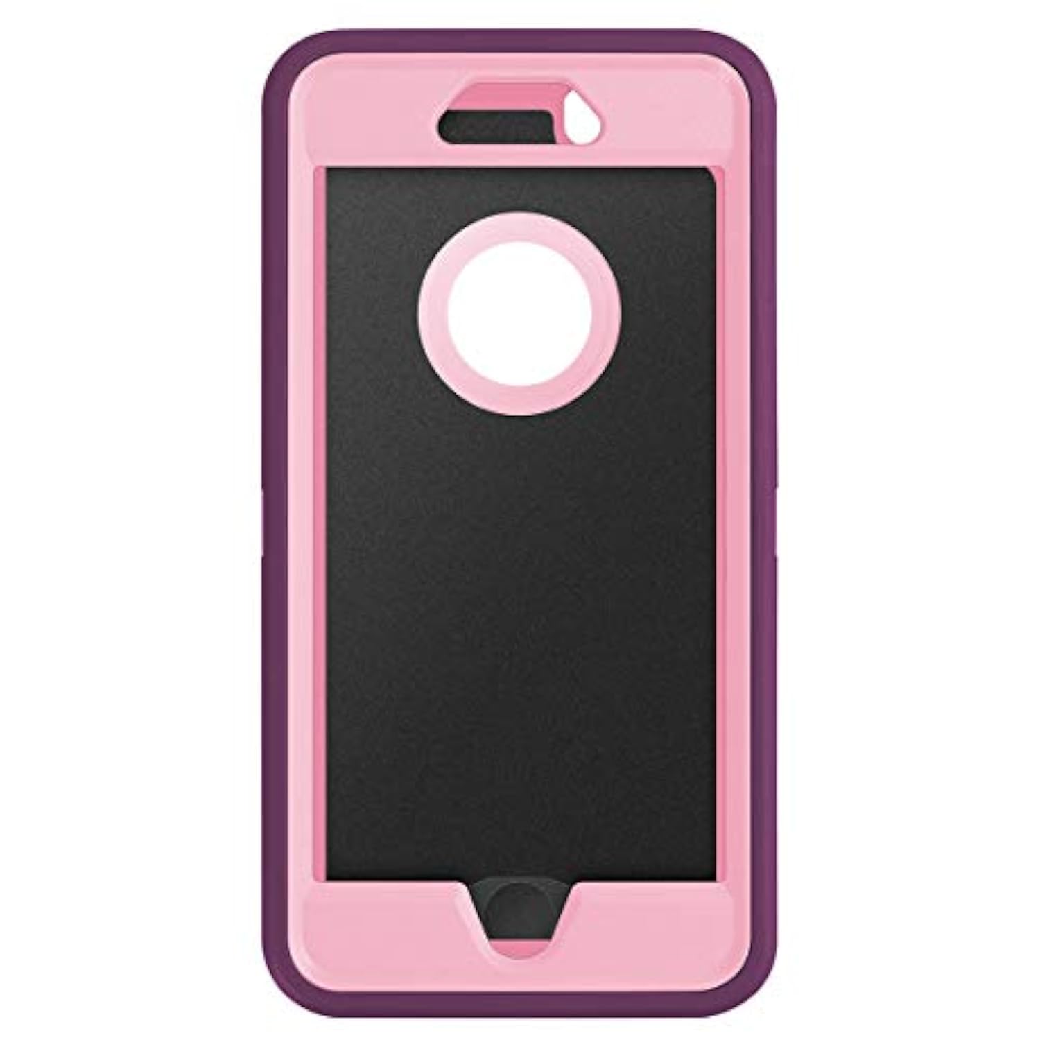 Iphone 6/6S Plus Heavy Duty Case - Built-In Screen Protector, 4-In-1 Rugged Shockproof Cover (Pink/Purple)
