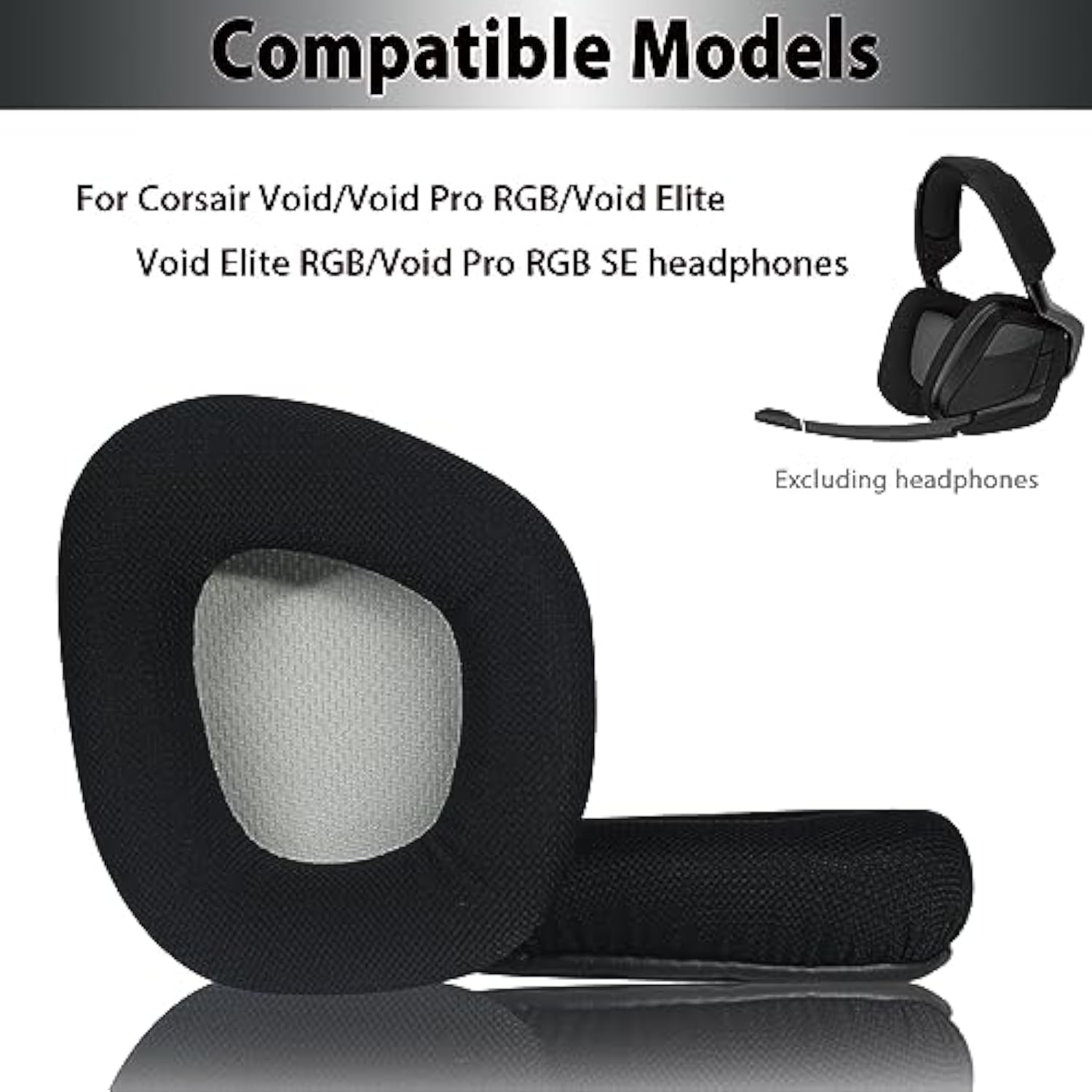 Void Pro Ear Pads Repair Part For Corsair Void, Void Pro, Void Pro Rgb, Void Pro Rgb Se, Void Elite, Void Elite Rgb Headphones,Replacement Ear Cushions Breathable Mesh Earpads (Black+Grey)