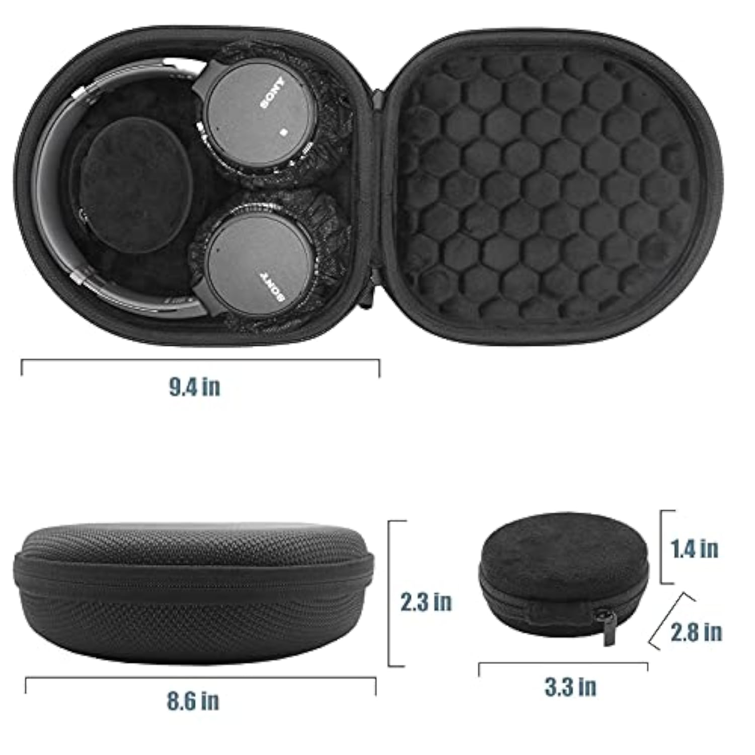 ProCase Hard Case for Sony WH-CH720N/ WH-CH710N/ WH-CH520/ WH-CH510/ WH-1000XM5/ WH-1000XM4/ WHXB910N/ Bose 700 Noise Cancelling Wireless Headphones, Travel Carrying Bag with 2 Dust Covers -Black