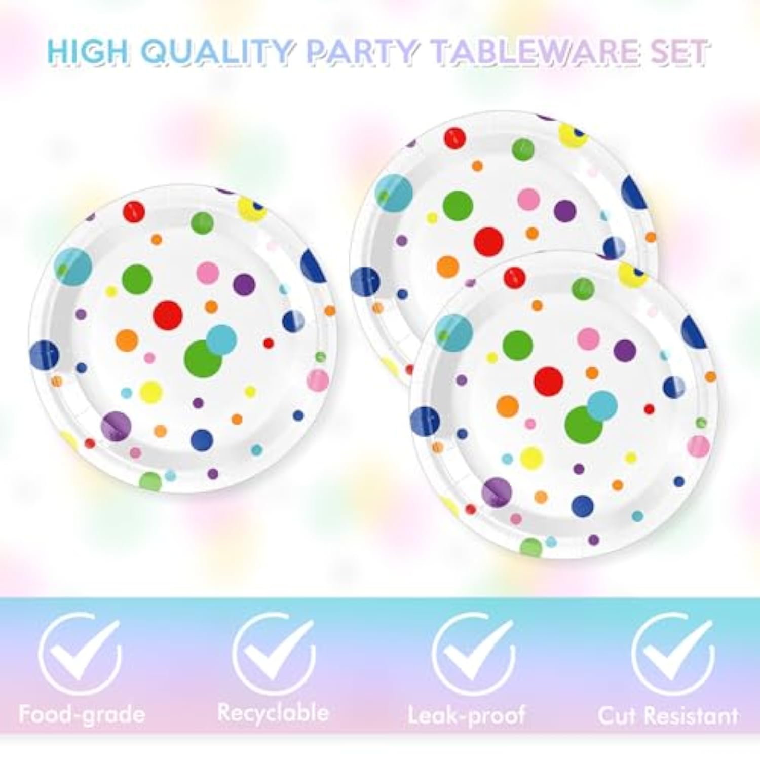 40Pcs Happy Birthday Decorations - Party Supplies Set Includes Disposable Paper Plates And Napkins With Birthday Dots Design For Adults And Kids
