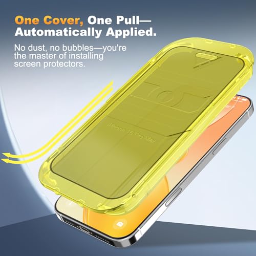 [3 Pack] Privacy Screen Protector compatible with iPhone 16 Pro Max, 4-Way 360° Anti-Spy Tempered Glass with Auto-Alignment Fast Install Tray,