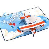 Happy Birthday Pop-Up Card For Her, Him, Girls, Boys - 3D Greeting Cards - Plane Awesome Day - 5" X 7" - Blank Notecard & Envelope Included