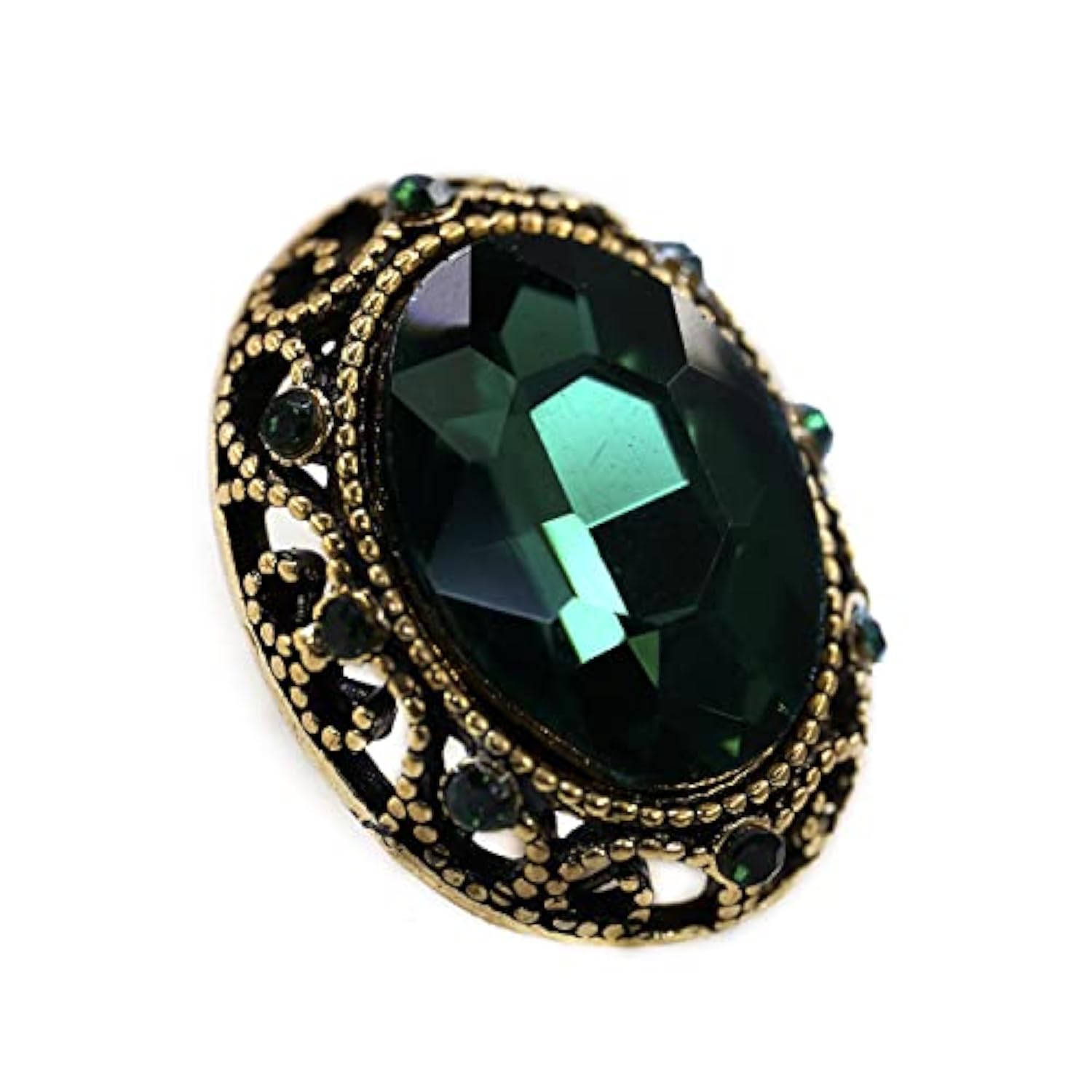 10 Pcs Whole Oval Cut Green Rhinestone Vintage Copper Hollow Metal Sha