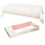 White And Gold Tablecloths, 4Pk, 54X108 Inches - Party Table Cloths Disposable - Gold Dot Disposable Tablecloths - Plastic Table Cloth - Engagement Party Decorations, Baptism Decorations