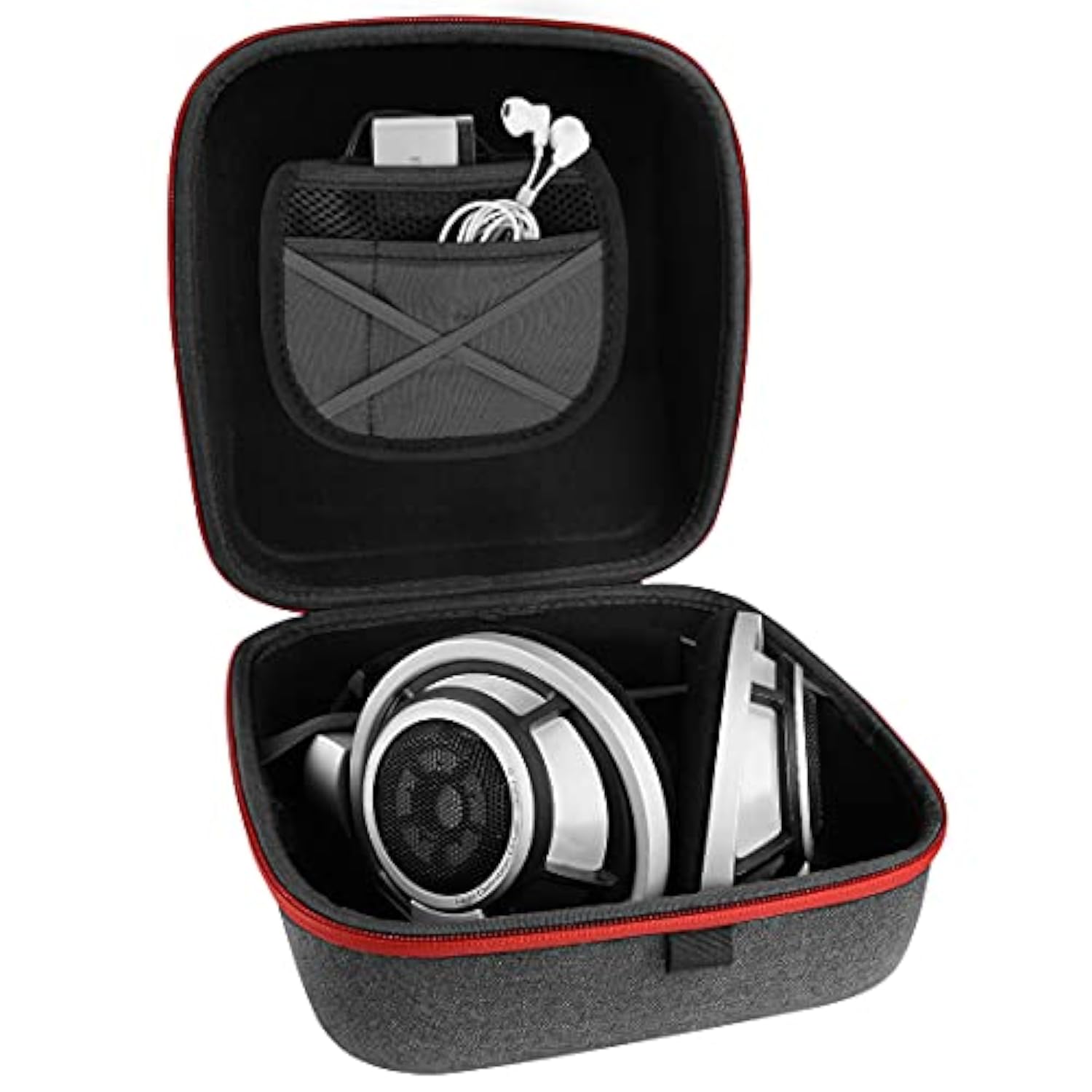 Geekria Shield Headphones Case Compatible with Sennheiser HD820, HD800S, HD800, HD700, HD660S2, HD660S, HD650 Case, Replacement Hard Shell Travel Carrying Bag with Cable Storage (Dark Grey)