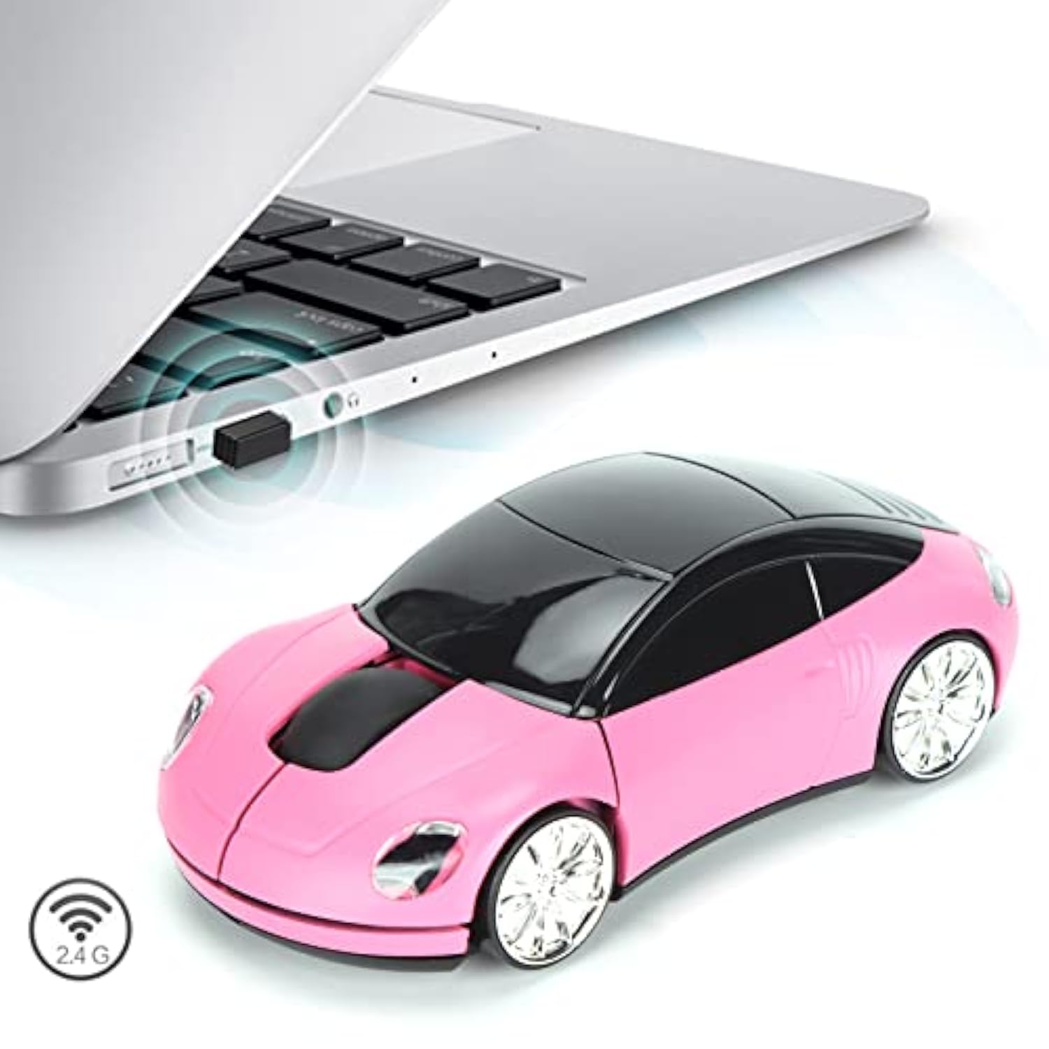 2.4G Mouse For Laptop, Mini Car Shaped Smart Cordless Mouse, Ergonomic Game Mouse With Usb Receiver, Gifts For Girls()