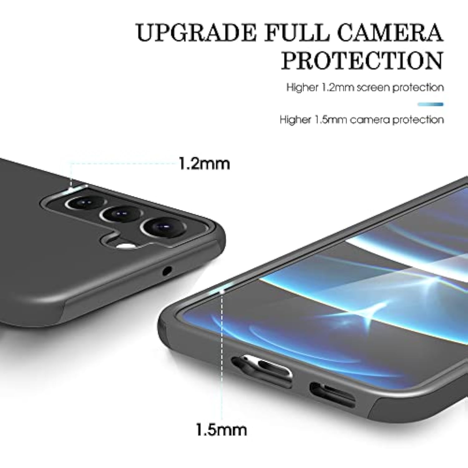 For Samsung Galaxy S22 Case With Hd Screen Protector, [Military Grade] Shockproof Protection Case With 360° Magnetic Ring Holder Kickstand Phone Case For Samsung S22,Black