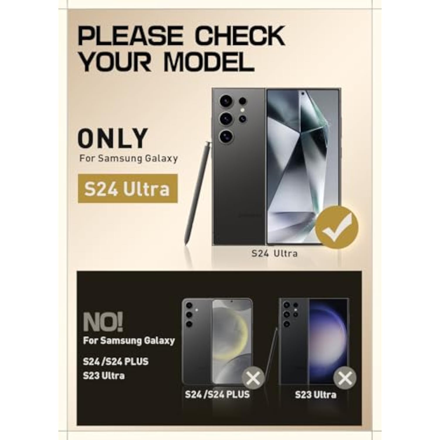 Galaxy S24 Ultra Case with Built-in Screen Protector, Black by SUPCASE