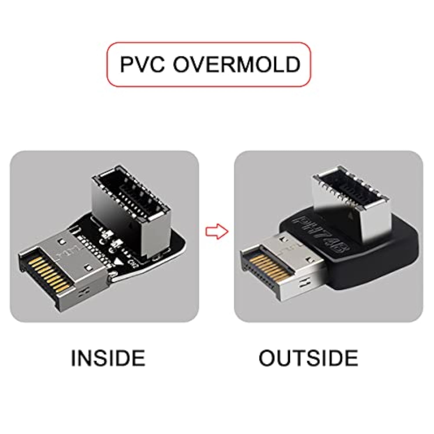 cablecc 2pcs Overmold USB 3.1 Front Panel Header Male to Female Type-E Motherb