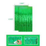 2Pcs Green Birthday Photo Backdrop, Tinsel Streamers & Party Favors