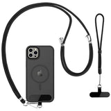 2-Pack Phone Lanyard Set Adjustable Neck & Wrist Straps with Pads Black