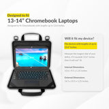 13-14 Inch Always-On Chromebook Protective Hard Case With Adjustable Shoulder Strap And Carrying Handles