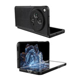 OnePlus Open Genuine Leather and Hard Polycarbonate Bumper Phone Case - Black