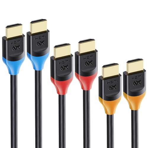 3-Pack High Speed HDMI Cable 15 ft with 4K @60Hz, 2K @144Hz, FreeSync, G-SYNC and HDR Support for Gaming Monitor, PC, Apple TV, and More
