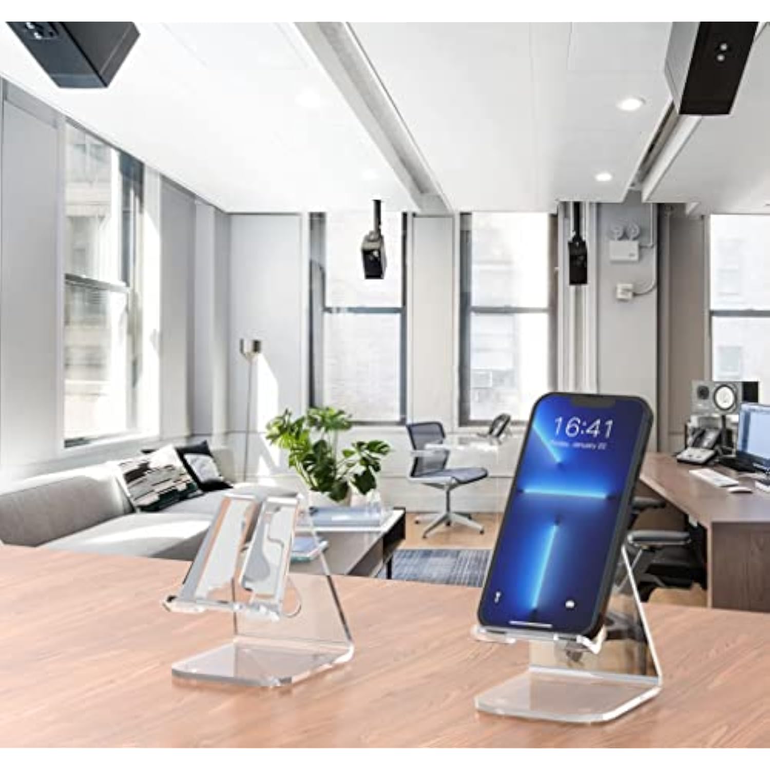 Acrylic Cell Phone Holder/Stand, Clear Compatible With 4-10'' Iphone Series , Android Smartphone, Office Supplies/ Desk Accessories