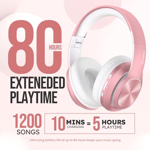 Wireless Bluetooth Headphones Over Ear, 80H Playtime, 3EQ Sound Modes, HiFi Stereo Headphones with Deep Bass, Foldable Bluetooth 5.3 Headsets for