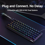 Eweadn F61 60% Gaming Keyboard Wired, Rgb Backlit Membrane Gaming Keyboard With Pbt Keycaps, Compact Design, Lanyard Wired Keyboard For Mac/Win-Black