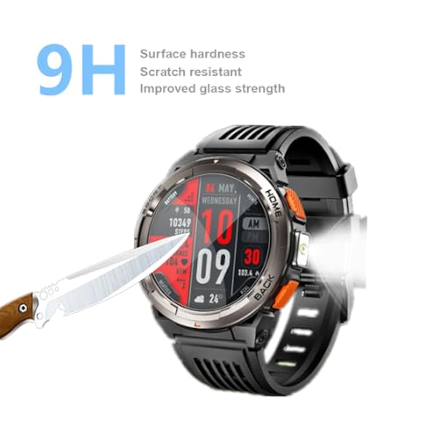 Screen Protector Compatible For Eigiis Ke3 Smart Watch 1.45" (3 Pack) Tempered Glass Film Compatible For Lanikar, Jelloo Ke5 Smartwatch For Men With Led Flashligh